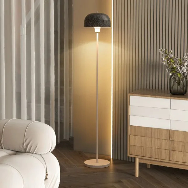 Lampadaire sur Pied de 146 cm Lampe avec Abat-Jour et Interrupteur au Pied Lampe avec Base Lestée Culot E27 pour Salon Chambre Bureau