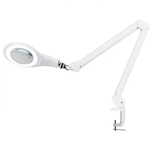 Lampe de Table et Loupe x2,25 Esthétique à Led 11w avec Pince et Bras 40 Cm Oscillant Luminosité Ajustable 6000-7000k