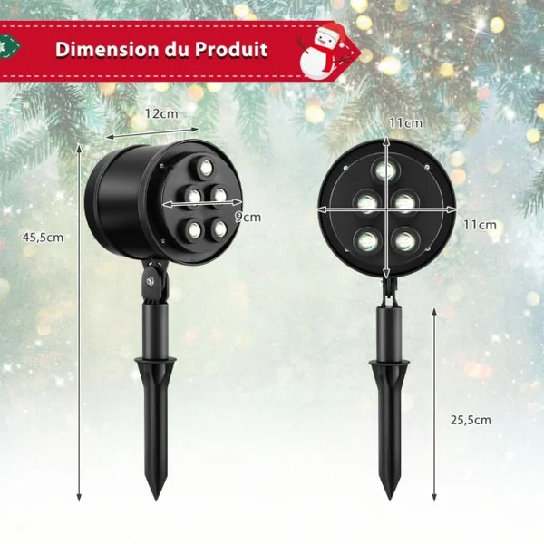 Lampe Projecteur Noël 15m Distance de Projection Max 5 Lumières LED Variété de Motifs Exquis Résistant aux Intempéries