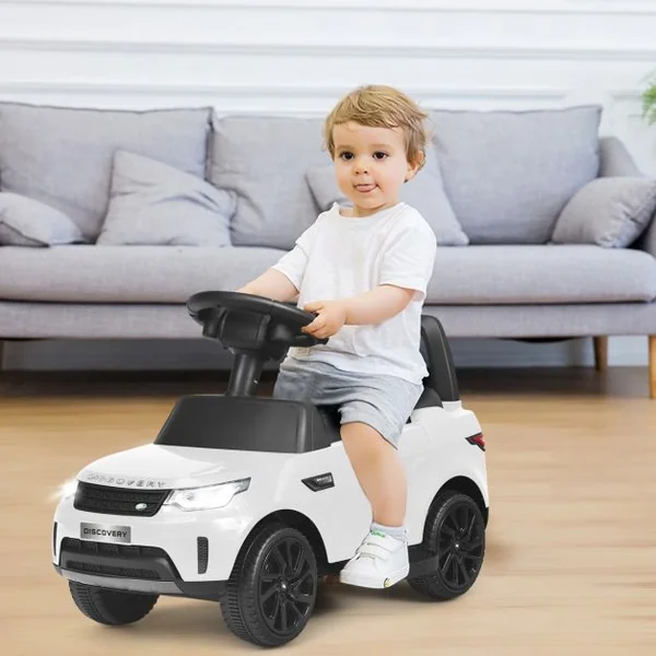 Land Rover Voiture Electrique 6V avec Eclairage LED Pédale Rétractable Klaxon Musique Age1,5-5 Ans Blanche