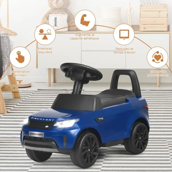 Land Rover Voiture Electrique 6V avec Eclairage LED Pédale Rétractable Klaxon Musique Age1,5-5 Ans Bleu foncé