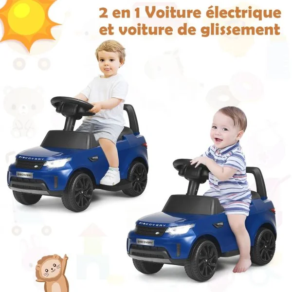 Land Rover Voiture Electrique 6V avec Eclairage LED Pédale Rétractable Klaxon Musique Age1,5-5 Ans Bleu foncé
