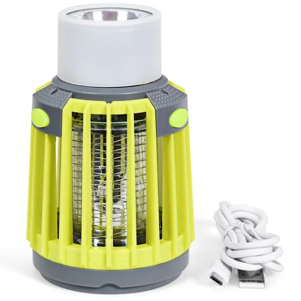 Lanterne de Camping Anti-moustique 3 en 1 Batterie Rechargeable 2200mah avec Eclairage de Secours 4 Modes D'Eclairage