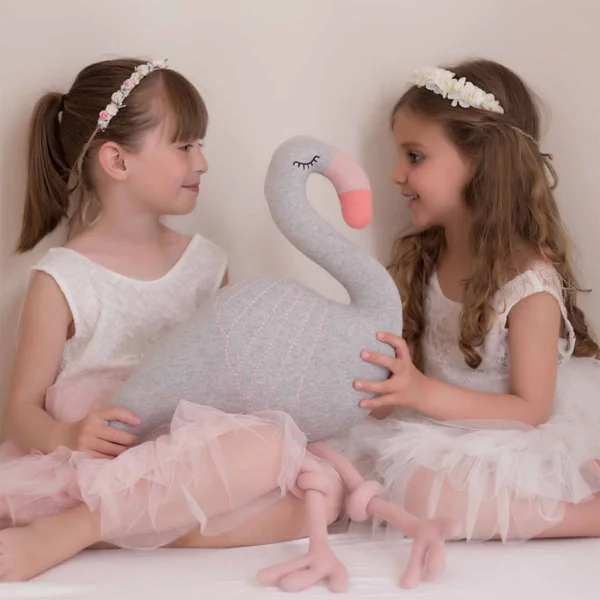 Large knitted cotton flamingo plush