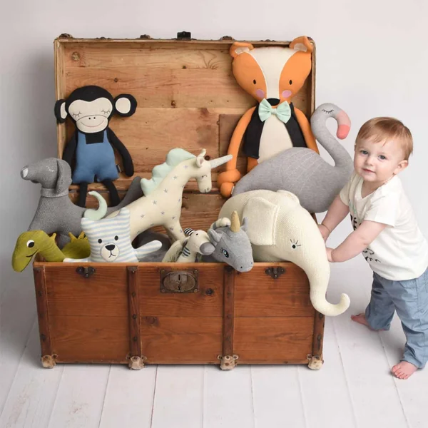 Large knitted cotton flamingo plush