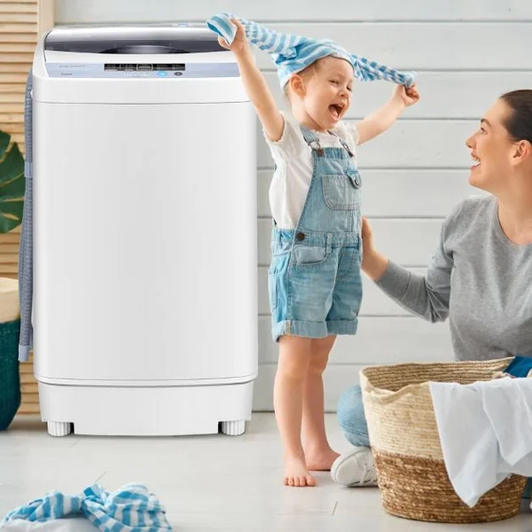 Lave-Linges Machine à Laver Automatique avec 10 Programmes Affichage LED Capacité de Lavage 4,5 KG Economie d'eau et d'Energie 50 x 50 x 85 CM Gris