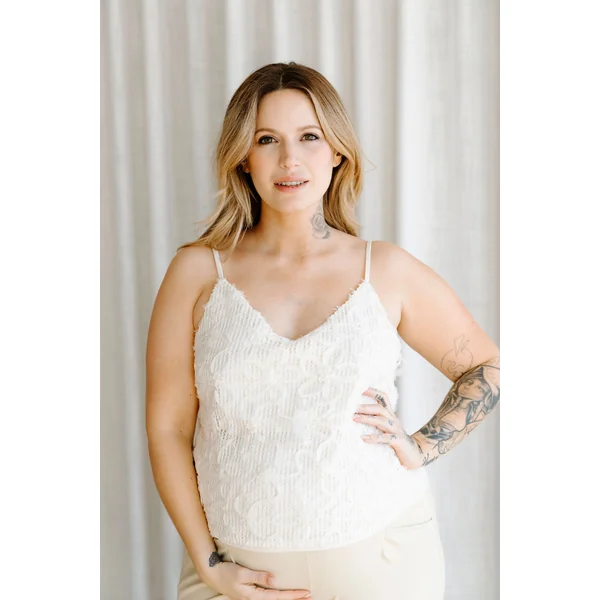 LDP - Camisole appliqué fleurs - blanc cassé