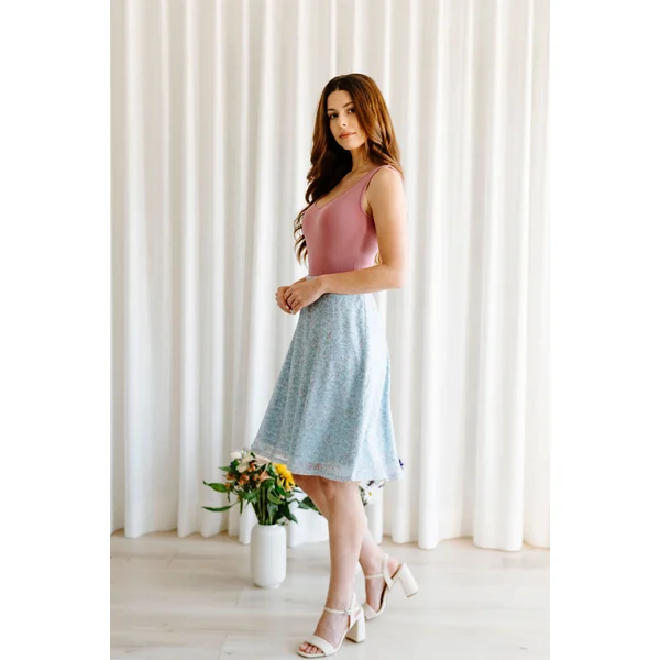 LDP - Jupe fluide - fleur bleue