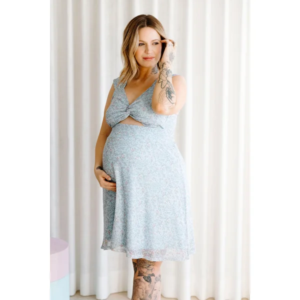 LDP - Jupe fluide - fleur bleue