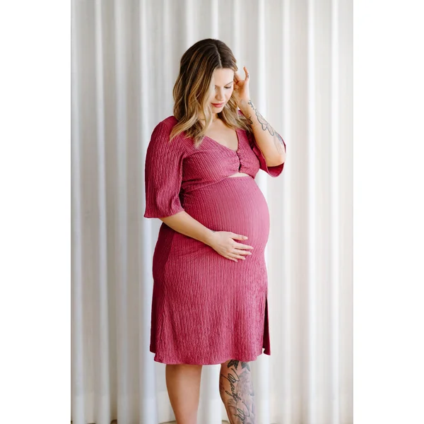 LDP - Robe midi texturé - rose romantique