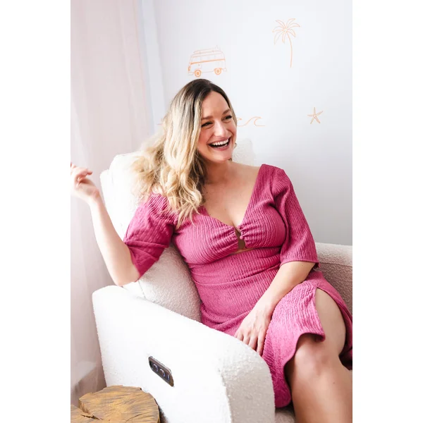 LDP - Robe midi texturé - rose romantique