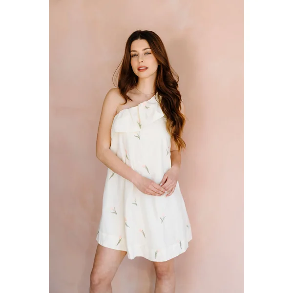 LDP - Robe à broderie tulipe - crème