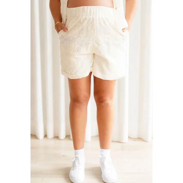 LDP - Short broderie floral - crème