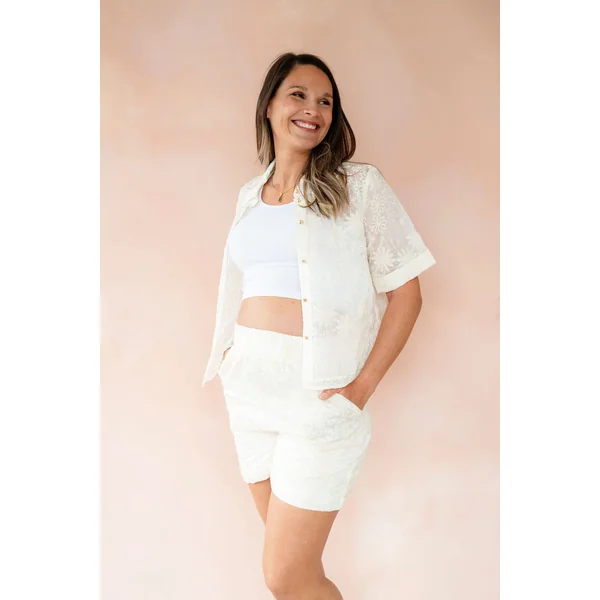 LDP - Short broderie floral - crème