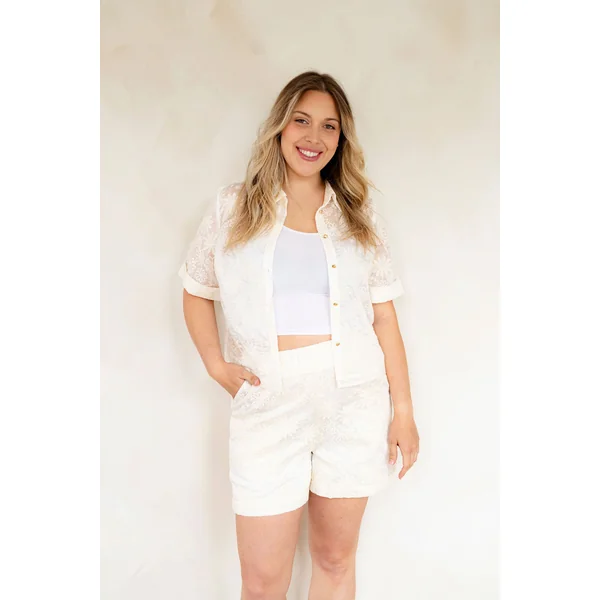 LDP - Short broderie floral - crème