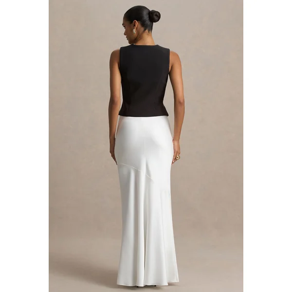 Lilah | Jupe longue en satin couleur crème