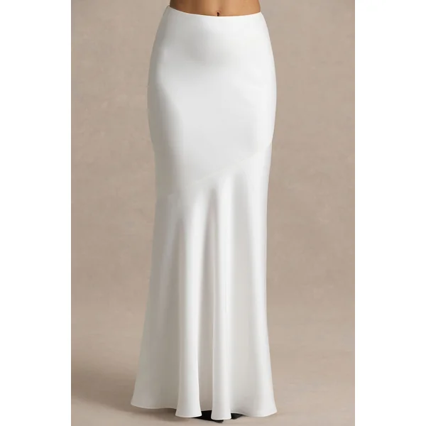 Lilah | Jupe longue en satin couleur crème