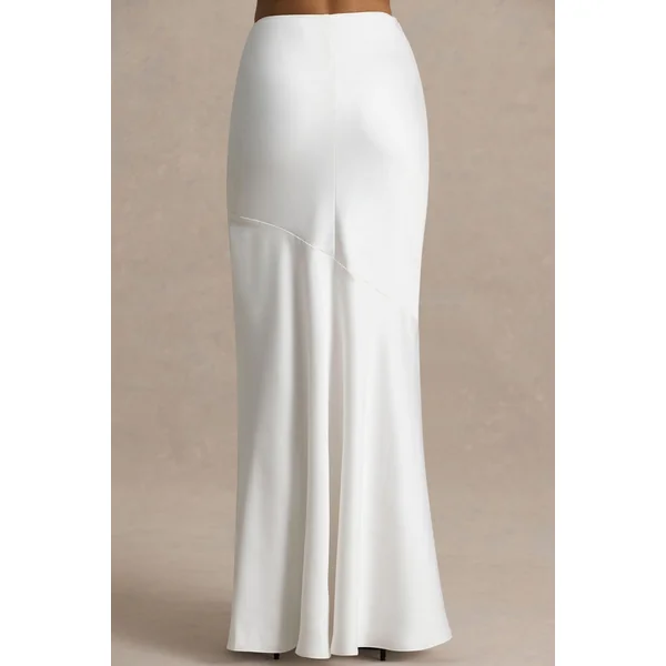 Lilah | Jupe longue en satin couleur crème