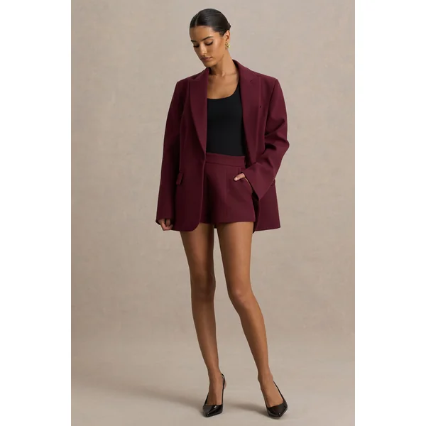 Lina | Short tailleur rouge bordeaux