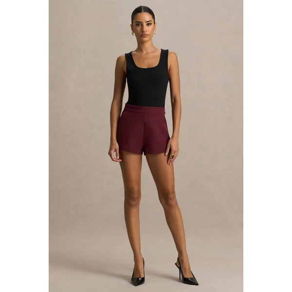Lina | Short tailleur rouge bordeaux