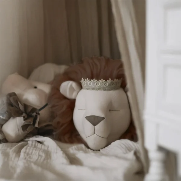 Linen lion wall trophy for baby and children's room