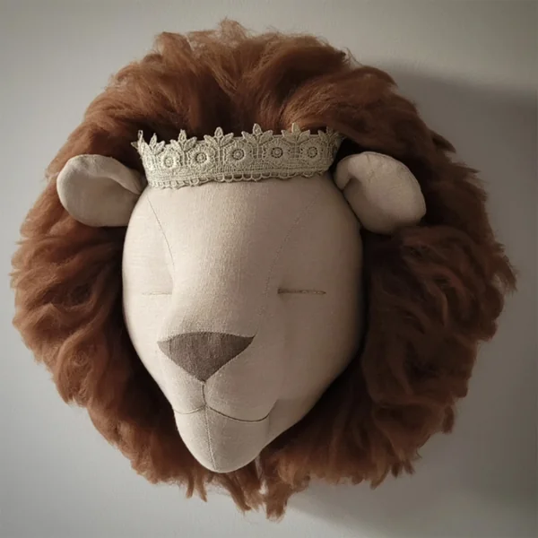 Linen lion wall trophy for baby and children's room