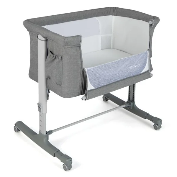 Lit Cododo Bébé à 5 Hauteurs Réglables Charge 9KG Lit Berceau Maille Respirante Sac de Voyage pour Bébé 0-6 Mois Noir/Gris foncé/Gris Clair/Rose