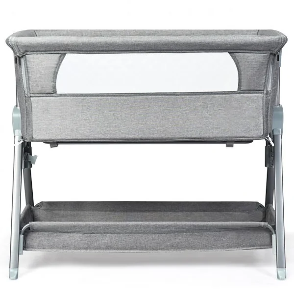Lit Cododo pour Bébé 0-6 Mois à 15KG Hauteurs Réglables avec Matelas Amovible 3,5CM Gris