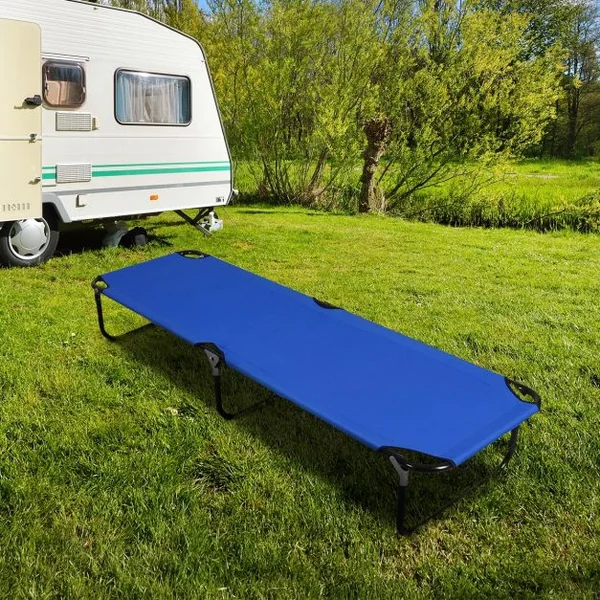Lit de Camp Pliant Portable 189x56x30cm en Tissu Oxford avec Tube de Fer Charge Jusqu'à 150KG