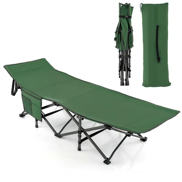 Lit de Camping Pliable Charge Jusqu'à 400 kg Lit de Voyage à Pliage Rapide avec Sac de Transport Lit de Couchage Intérieur et Extérieur Gris/Bleu/Vert