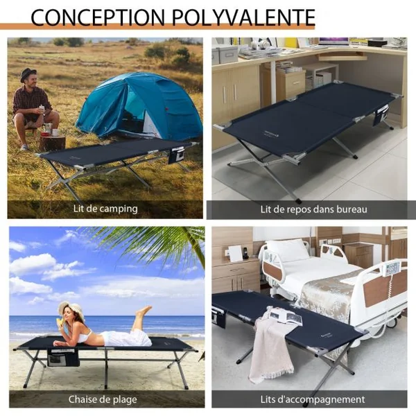Lit de Camping Pliable de Marque Tangkula avec Sac de Transport Poche de Rangement Camping-car Plage Bureau Bleu