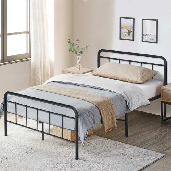 Lit Double en Métal Cadre de Lit pour Adultes Lattes en métal Massif Pas Besoin de Sommier sans Bruit 200 x 160 CM/200 x 140 CM