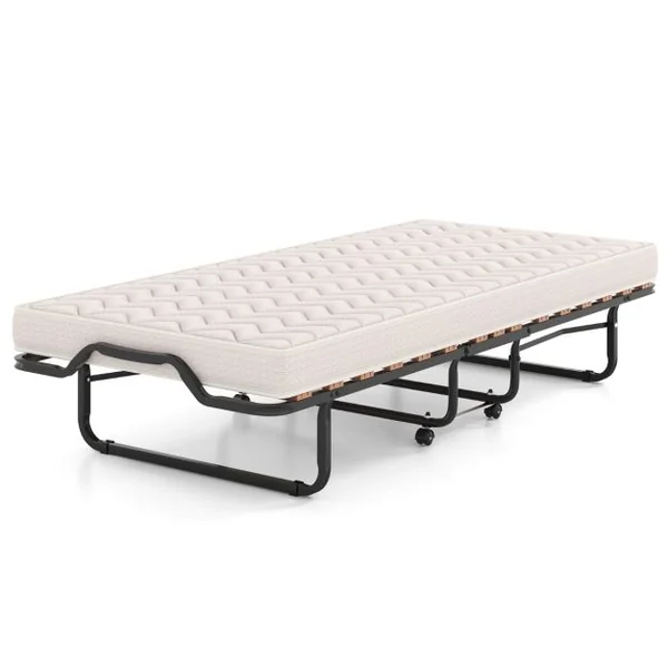 Lit Pliable 80 x 200 cm avec Matelas en Mousse à Mémoire de Forme & Fibre Hypoallergénique Lit pour Invités Pliable Fabriqué en Italie