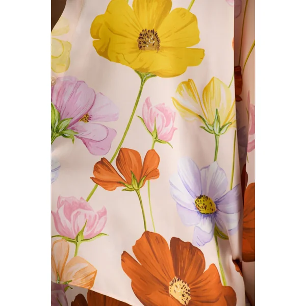 Lolite | Chemise à manches longues avec décolleté plongeant et imprimé floral vif