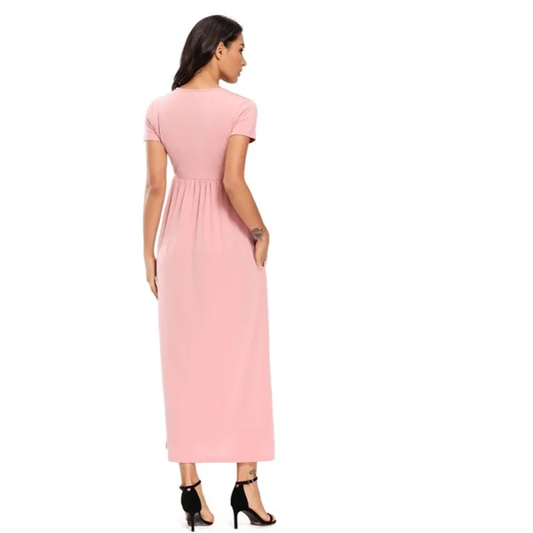 Longue robe de grossesse et d'allaitement manches courtes
