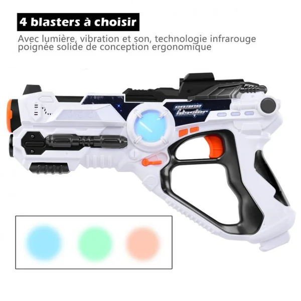 Lot 4 Pistolets Jouet pour Enfants de +6 Ans avec Vibration Lumière Son Extérieur/intérieur Orange+ Coloré