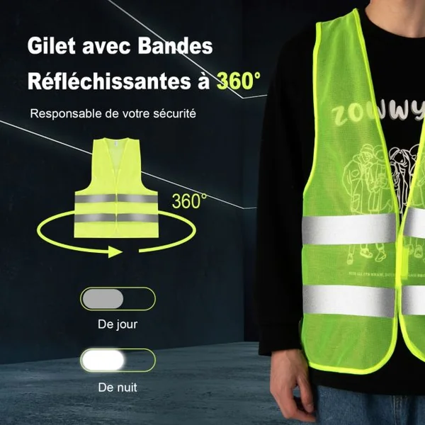 Lot de 12 Cônes de Signalisation Réfléchissant en PVC Hauteur 43cm avec Gilet Jaune Cône de Sécurité Marqueur Attention Sécurité Multi-usages 28 x 28 x 43cm
