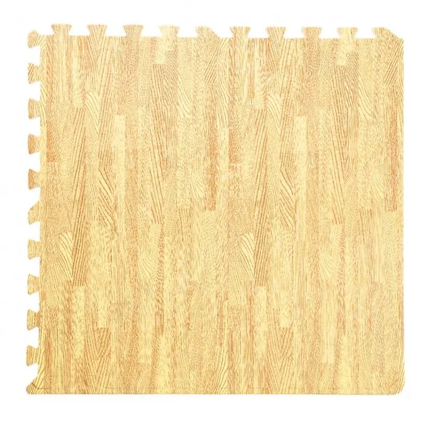 Lot de 12 Tapis de Sol en Mousse EVA Tapis Puzzle pour Gym Sports Isolation Thermique, 60x60x1cm, Imprimé Bois