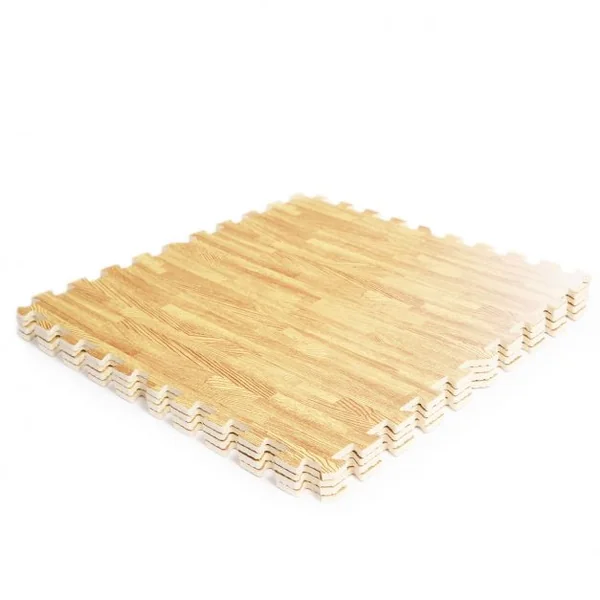 Lot de 12 Tapis de Sol en Mousse EVA Tapis Puzzle pour Gym Sports Isolation Thermique, 60x60x1cm, Imprimé Bois