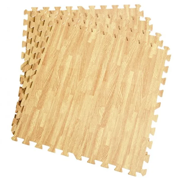 Lot de 12 Tapis de Sol en Mousse EVA Tapis Puzzle pour Gym Sports Isolation Thermique, 60x60x1cm, Imprimé Bois