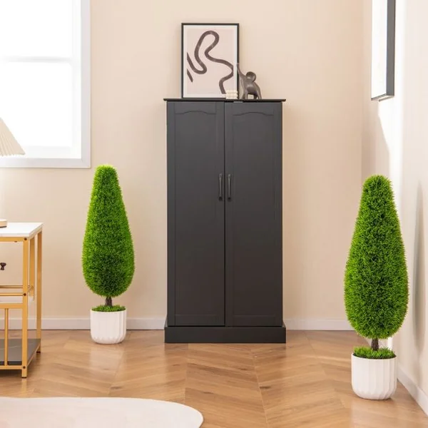 Lot de 2 Arbres Arbustes de Cèdre Artificiel 90cm en Forme de Larme Fausse Plante Topiaire en Pot en Plastique avec Ciment Fausses Vert