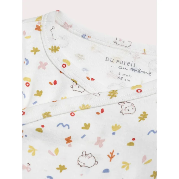 Lot de 2 bodies naissance blancs imprimés lapin - Soins Bébé Naturels & Produits Maman Après Naissance