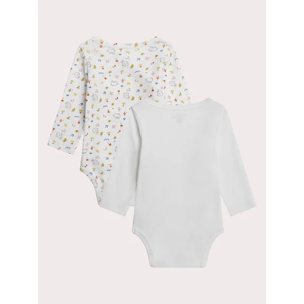 Lot de 2 bodies naissance blancs imprimés lapin - Soins Bébé Naturels & Produits Maman Après Naissance