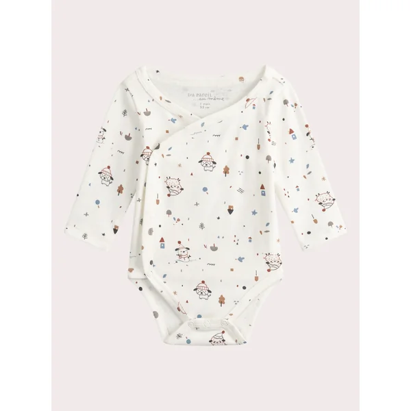 Lot de 2 bodies écrus en côte imprimés - Soins Bébé Naturels & Produits Maman Après Naissance