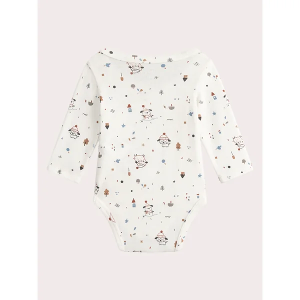 Lot de 2 bodies écrus en côte imprimés - Soins Bébé Naturels & Produits Maman Après Naissance