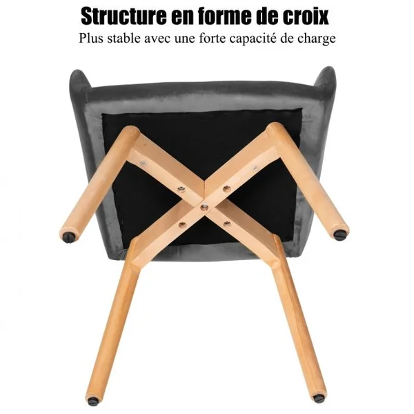 Lot de 2 Chaises avec Accoudoirs et Coussin Rembourré Chaises de Loisirs avec Pieds en Hêtre Gris foncé
