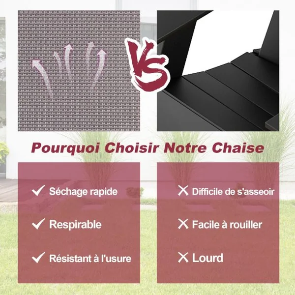 Lot de 2 Chaises de Jardin avec Cadre Métallique Chaises Pliantes en Tissu 2 Pièces avec Dossier Haut & Accoudoirs Noir