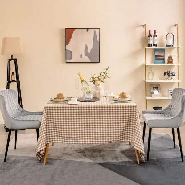 Lot de 2 Chaises de Salle à Manger Chaise d'Appoint de Cuisine Rembourrée avec Pieds en Métal Repose-pieds Réglables en Velours sans Accoudoirs Gris