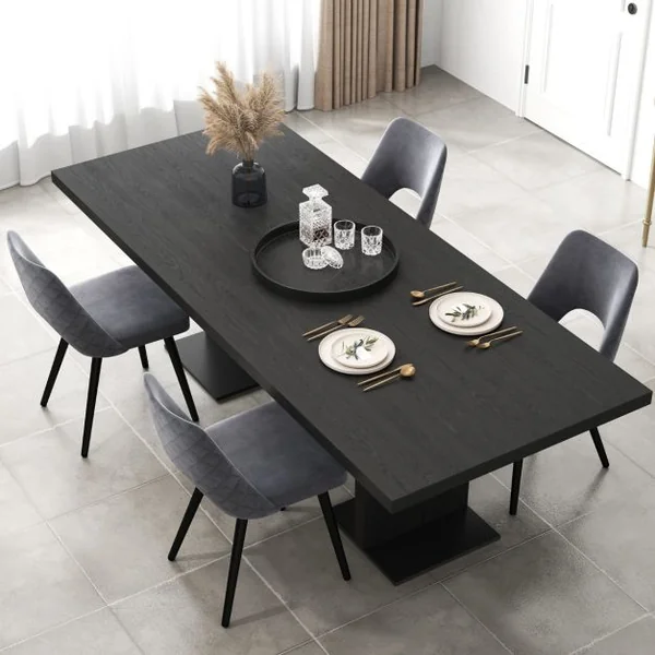 Lot de 2 Chaises de Salle à Manger Rembourrées avec Coussin en Eponge Haute Densité Repose-pieds Réglables Capacité 150 kg Gris