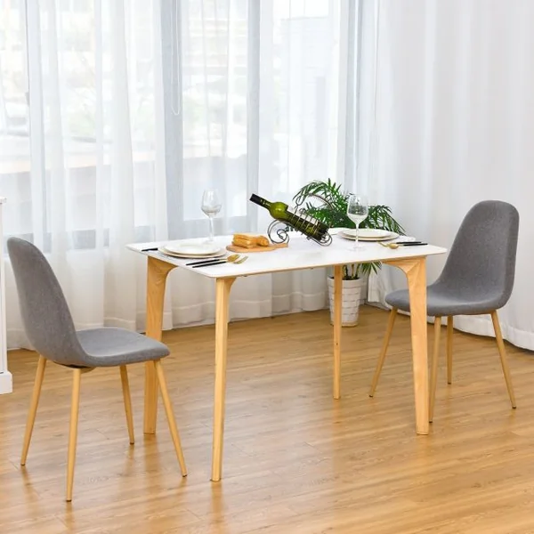 Lot de 2 Chaises de Salle à Manger Scandinave Rembourrées Pieds Robustes 110 Kg en Fer Tissu 44,5x49x86,5cm Gris